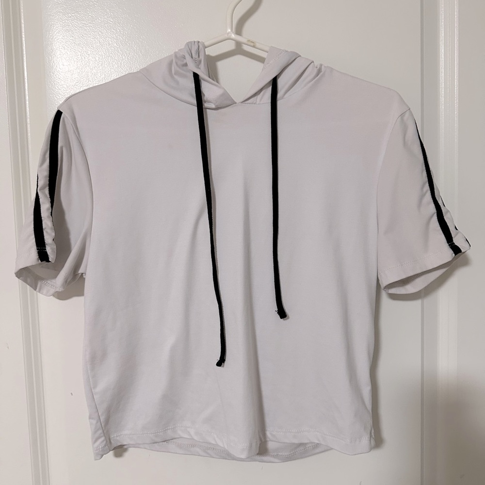 White crop hoodie